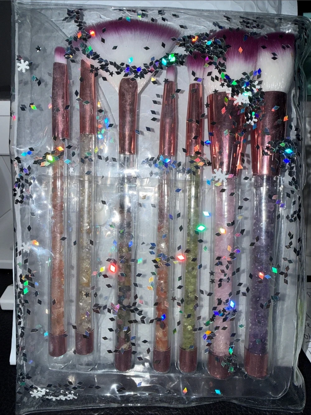 Crystal Handle Makeup Brush Set with case